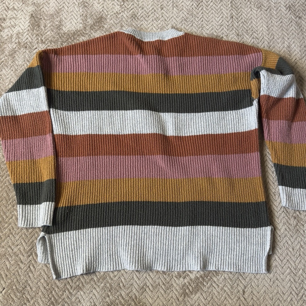 Madewell Cotton Crewneck Relaxed Sweater In Stripe Size M - Picture 4 of 5